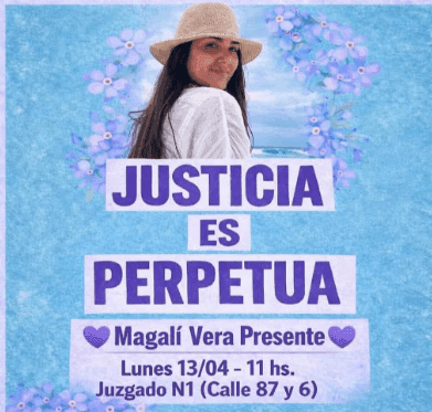 Convocan a acompañar el veredicto por el femicidio de Magalí Vera