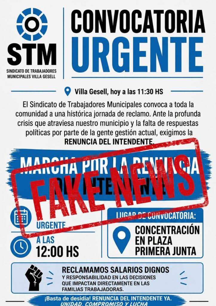 Conflicto en Villa Gesell: paro municipal y falso pedido de renuncia al intendente